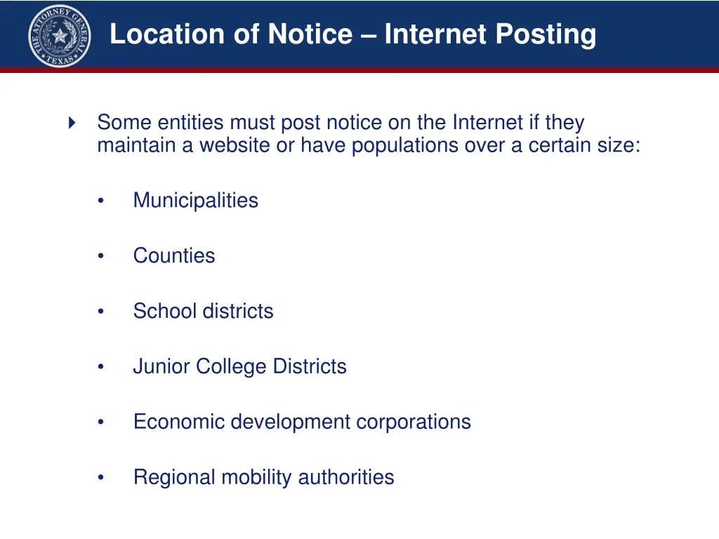 location of notice internet posting