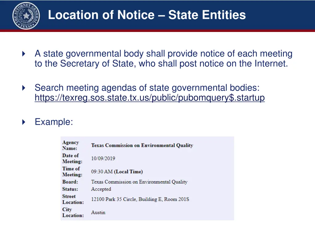 location of notice state entities