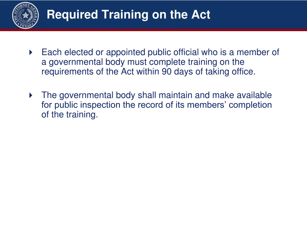 required training on the act