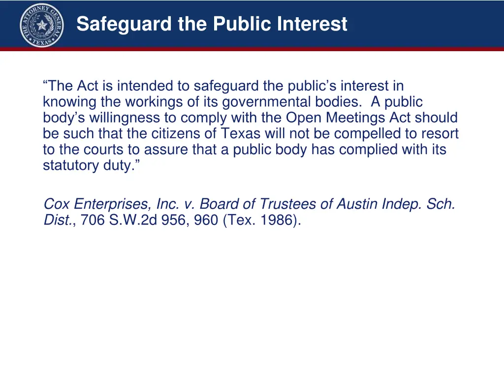 safeguard the public interest