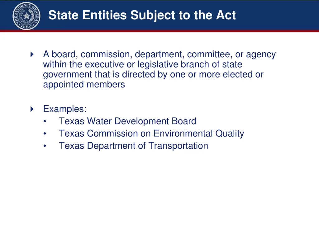 state entities subject to the act