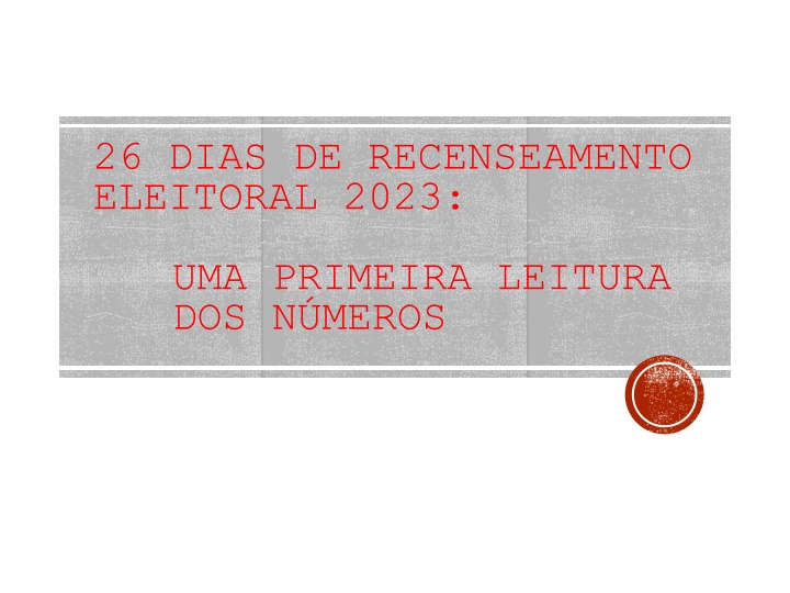 26 dias de recenseamento eleitoral 2023