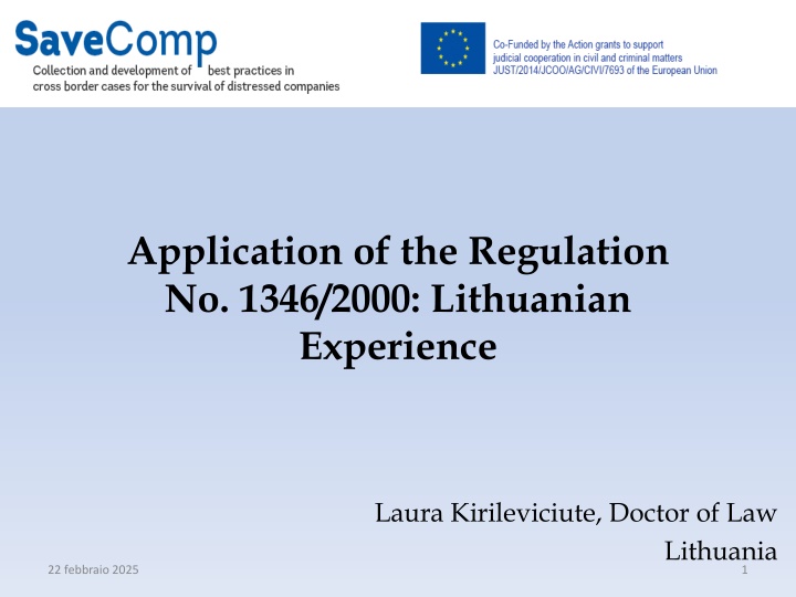 application of the regulation no 1346 2000