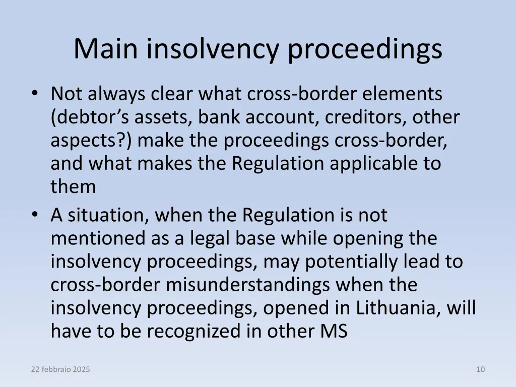 main insolvency proceedings
