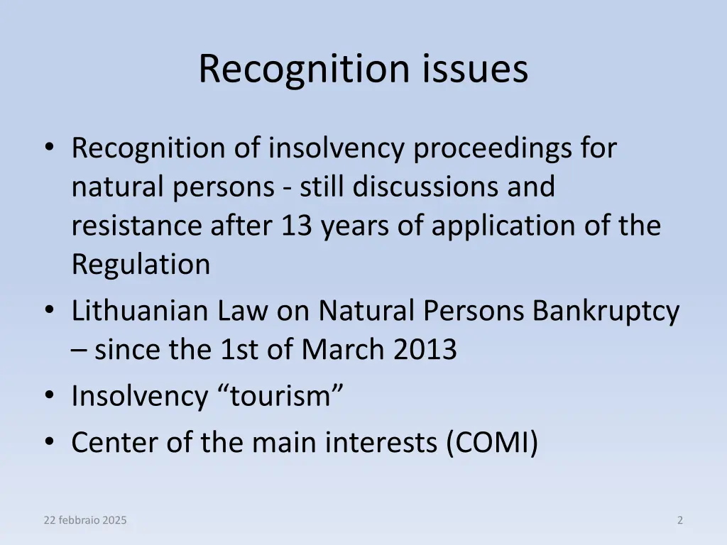 recognition issues