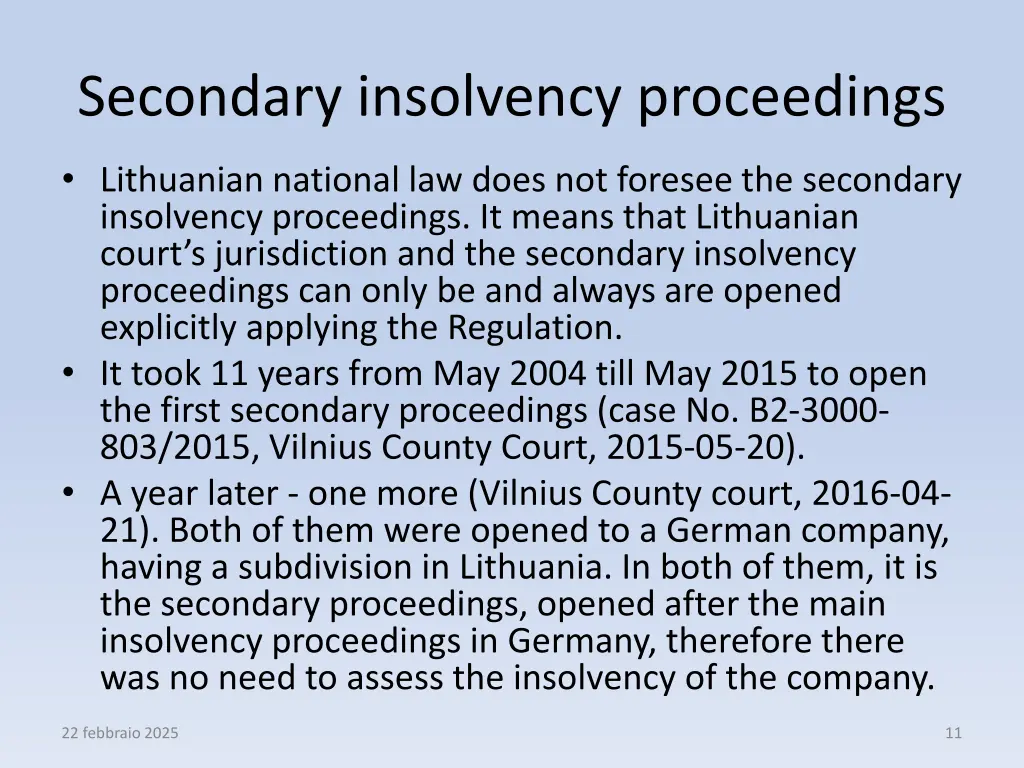 secondary insolvency proceedings