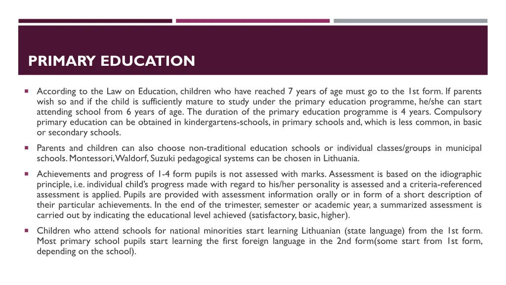 primary education