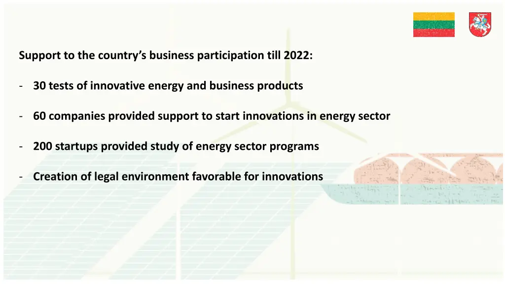 support to the country s business participation