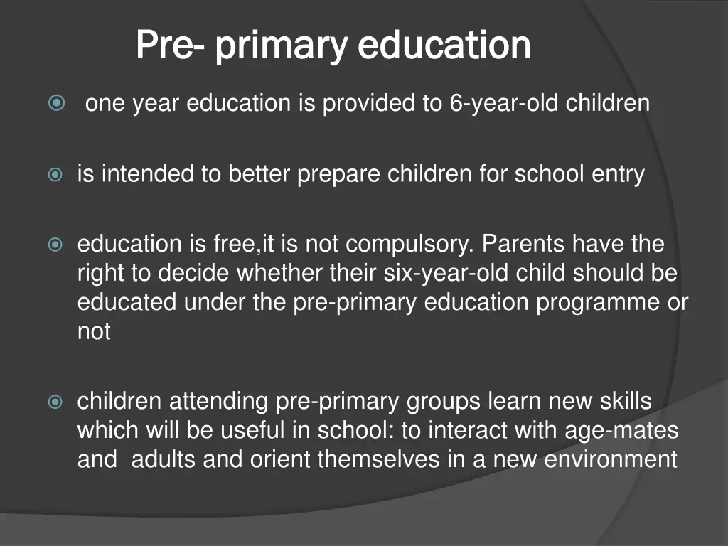 pr pre e primary e primary education