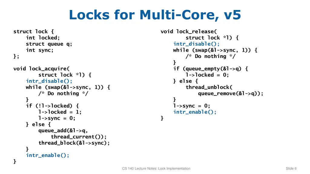 locks for multi core v5