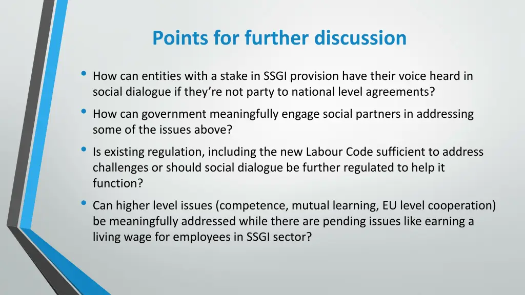 points for further discussion 1