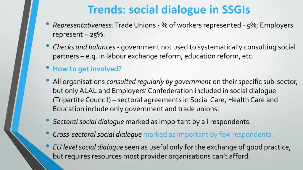 trends social dialogue in ssgis