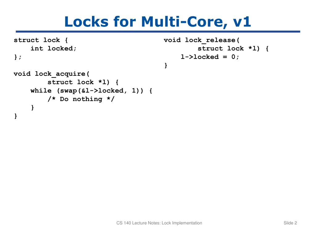 locks for multi core v1