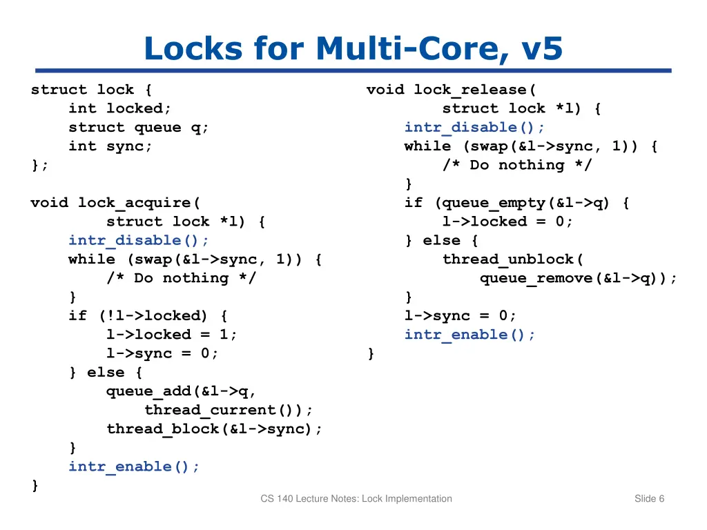 locks for multi core v5