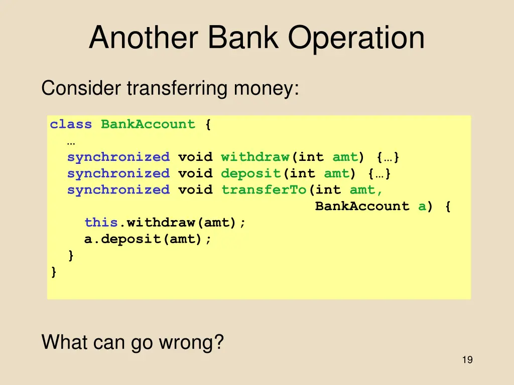 another bank operation
