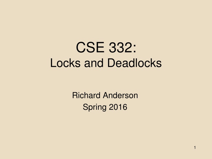 cse 332 locks and deadlocks