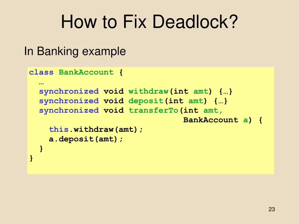 how to fix deadlock