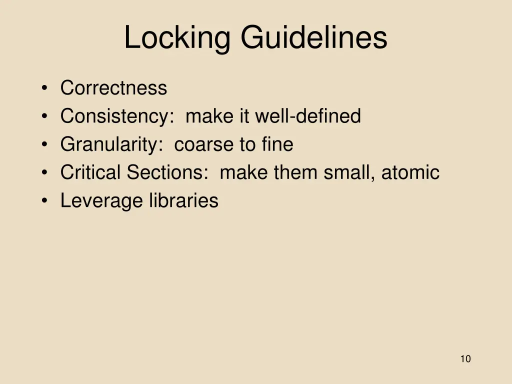 locking guidelines
