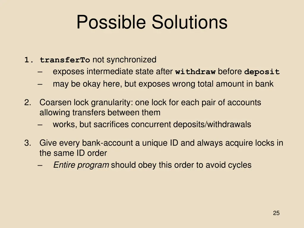 possible solutions