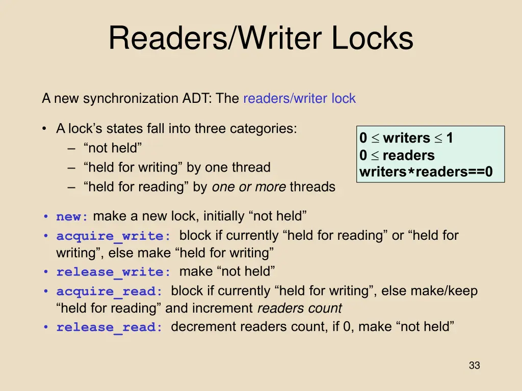 readers writer locks
