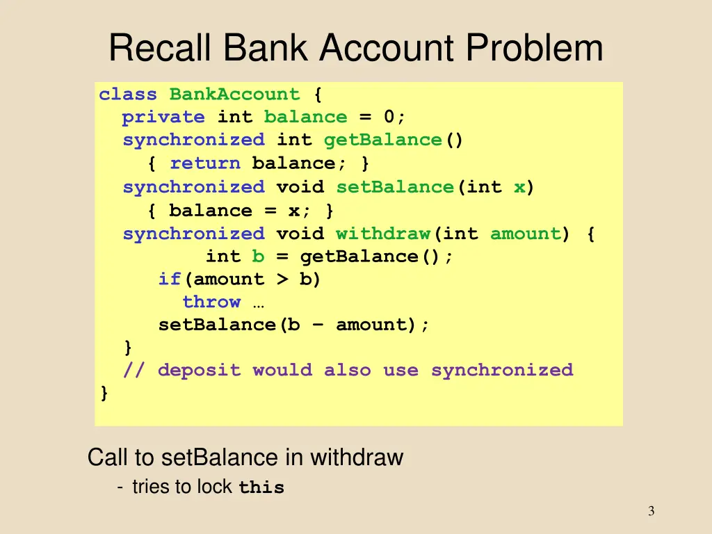 recall bank account problem