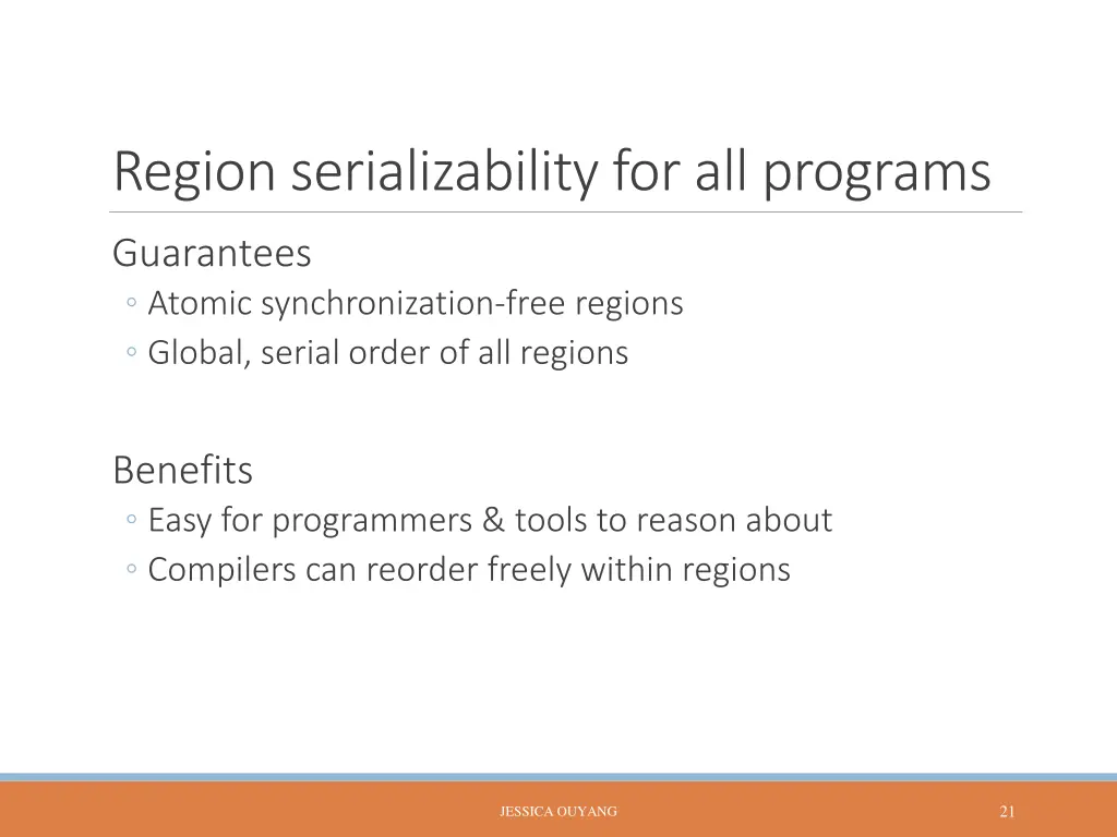 region serializability for all programs