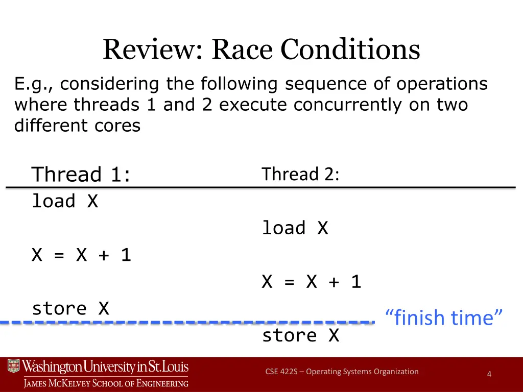 review race conditions e g considering
