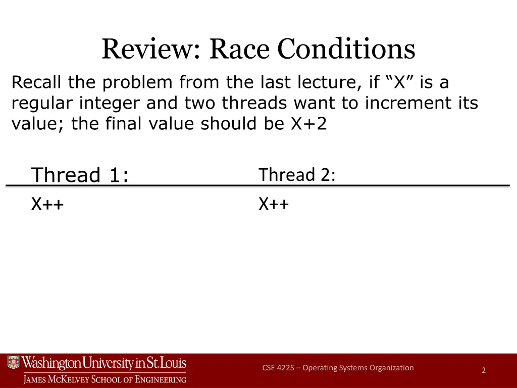 review race conditions recall the problem from