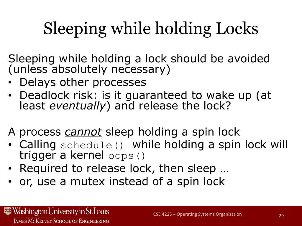 sleeping while holding locks