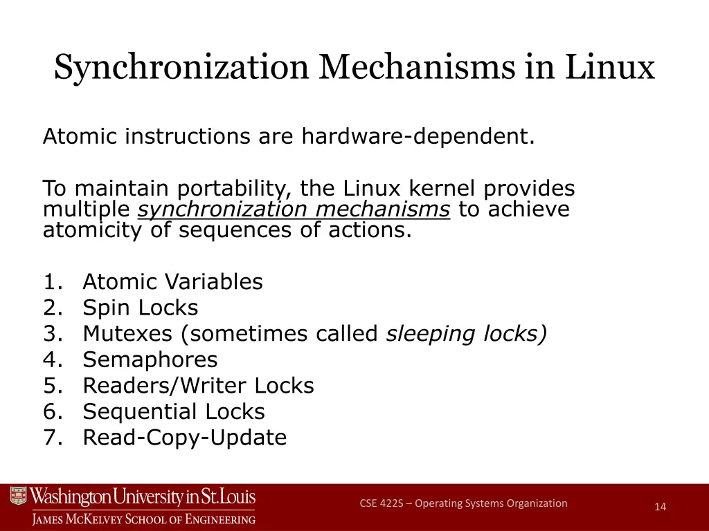 synchronization mechanisms in linux