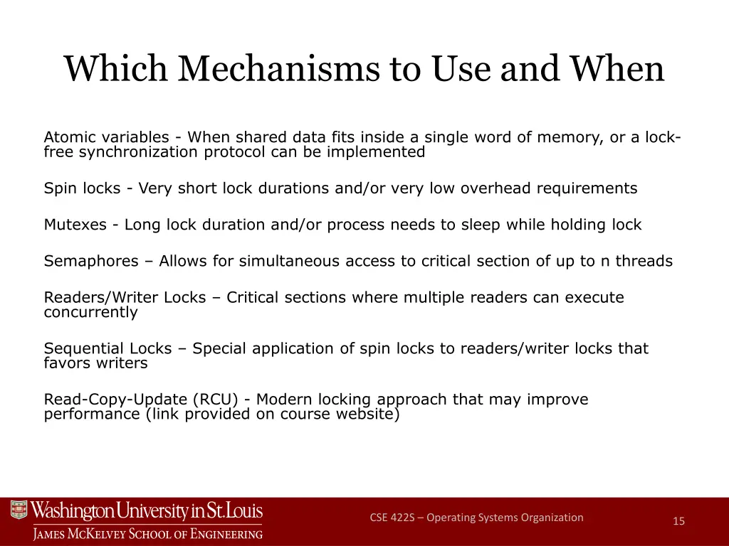which mechanisms to use and when