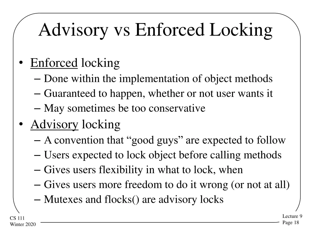 advisory vs enforced locking
