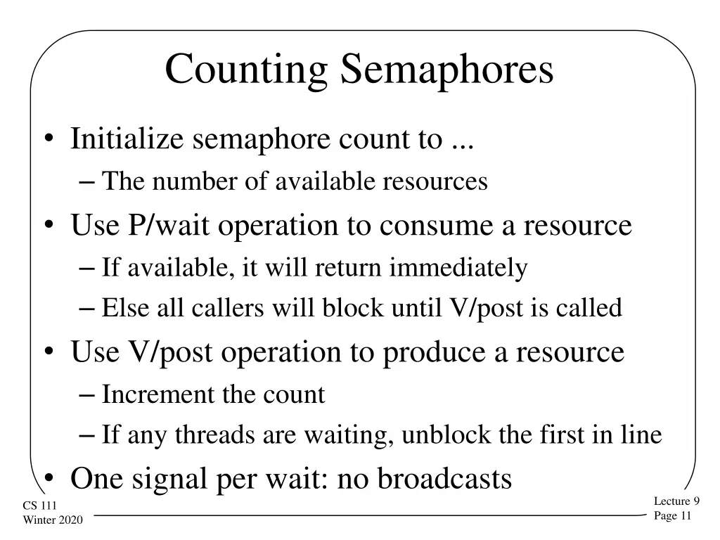 counting semaphores