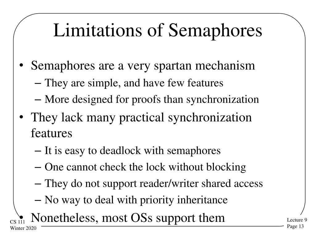 limitations of semaphores