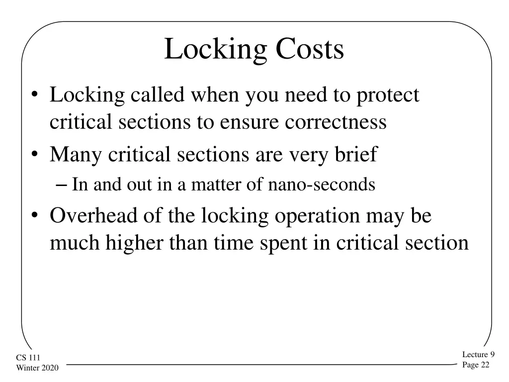 locking costs