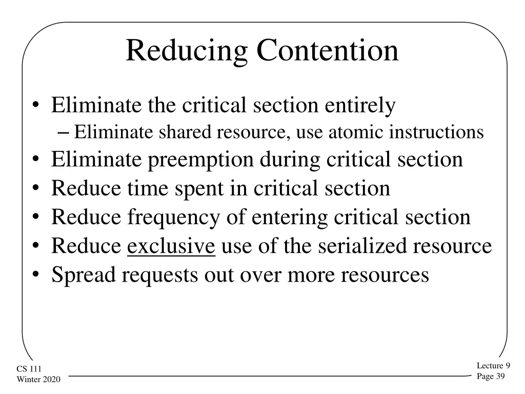 reducing contention