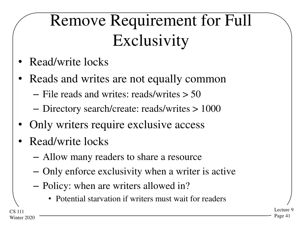 remove requirement for full exclusivity read