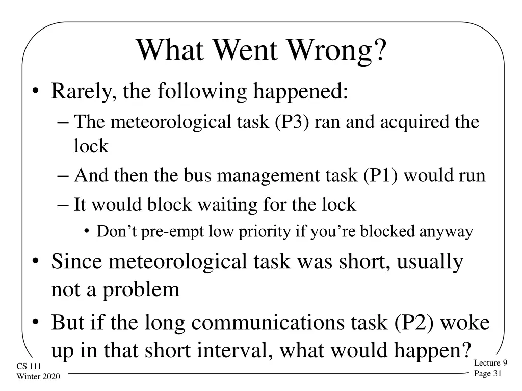 what went wrong rarely the following happened
