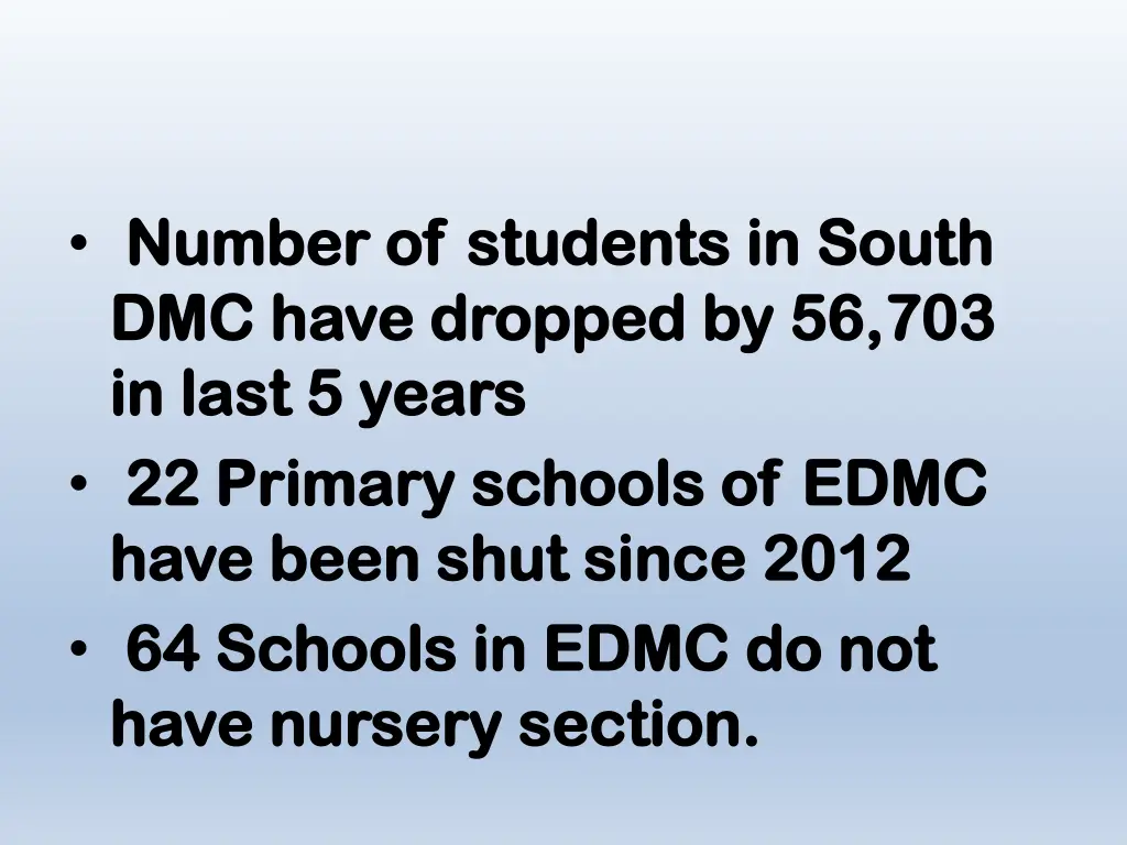 number of students in south number of students