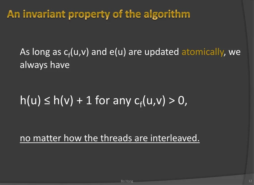 an invariant property of the algorithm