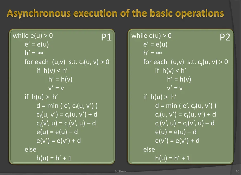 asynchronous execution of the basic operations