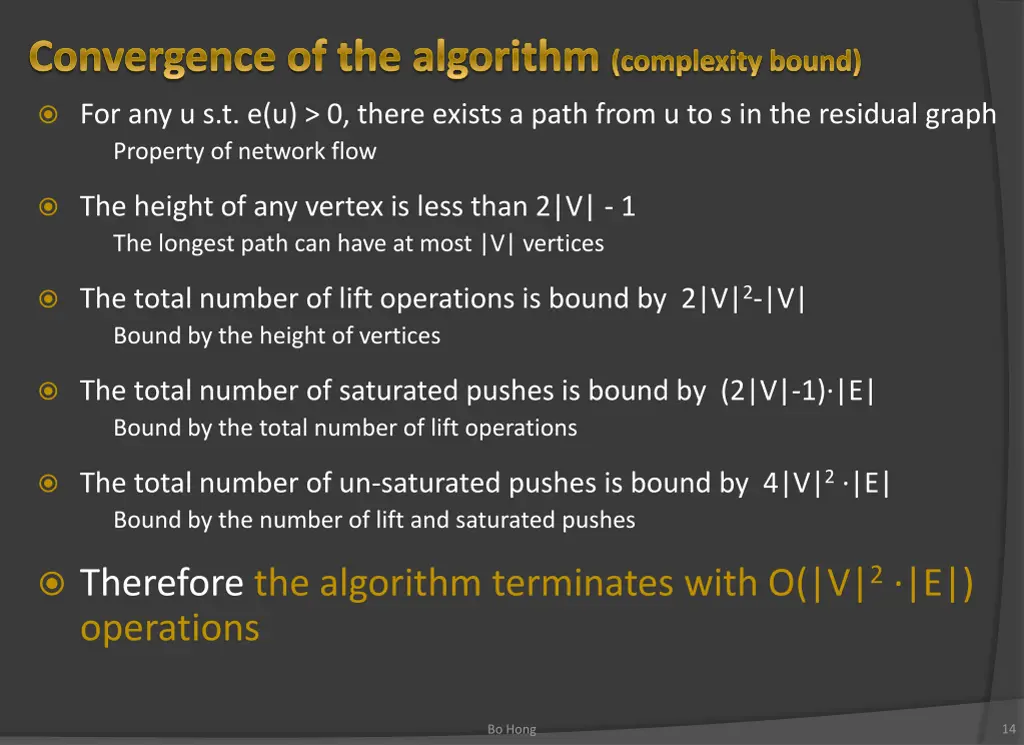 convergence of the algorithm complexity bound