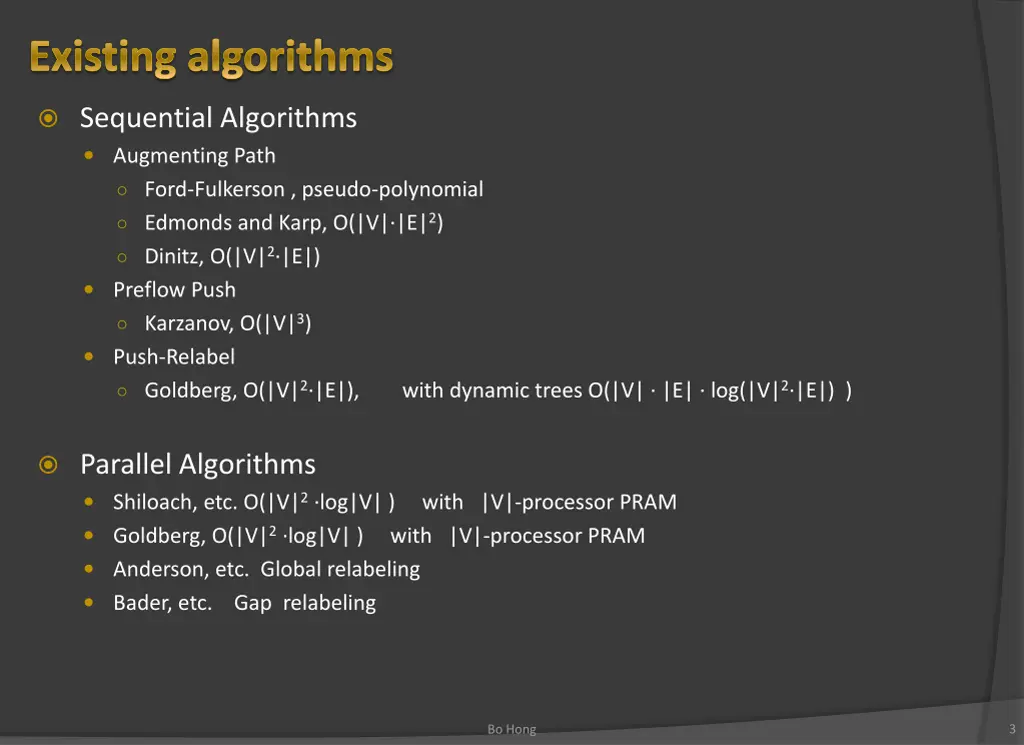 existing algorithms