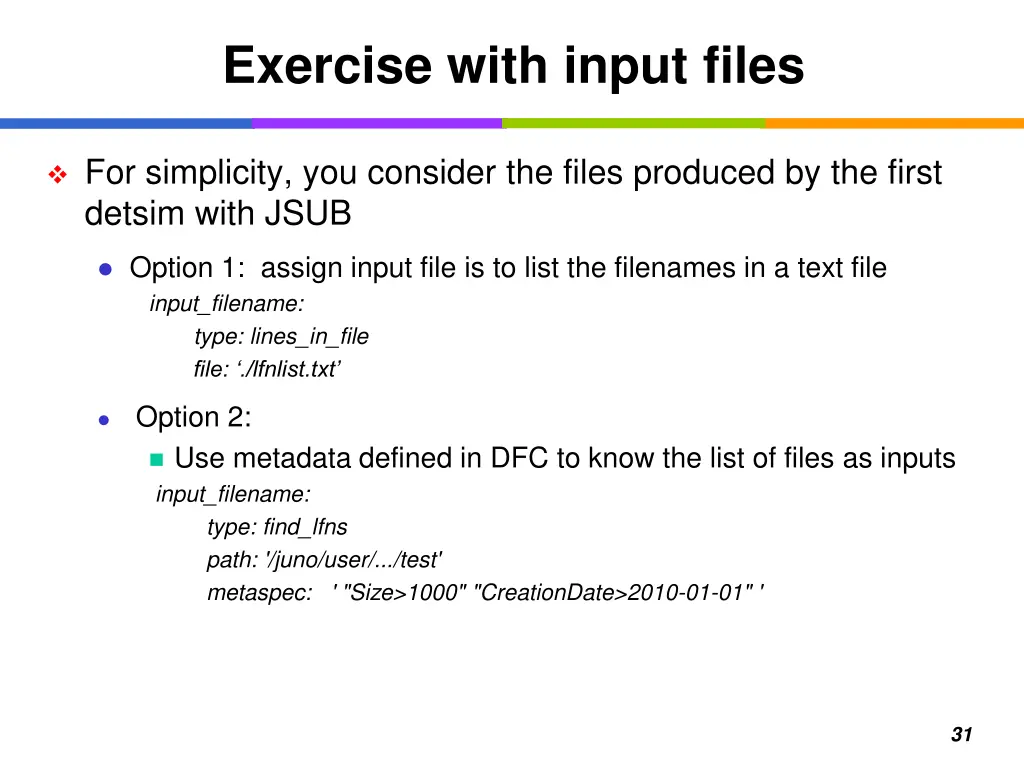 exercise with input files