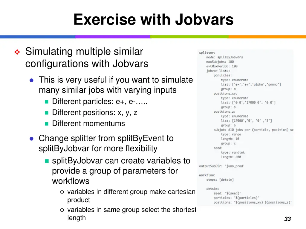 exercise with jobvars