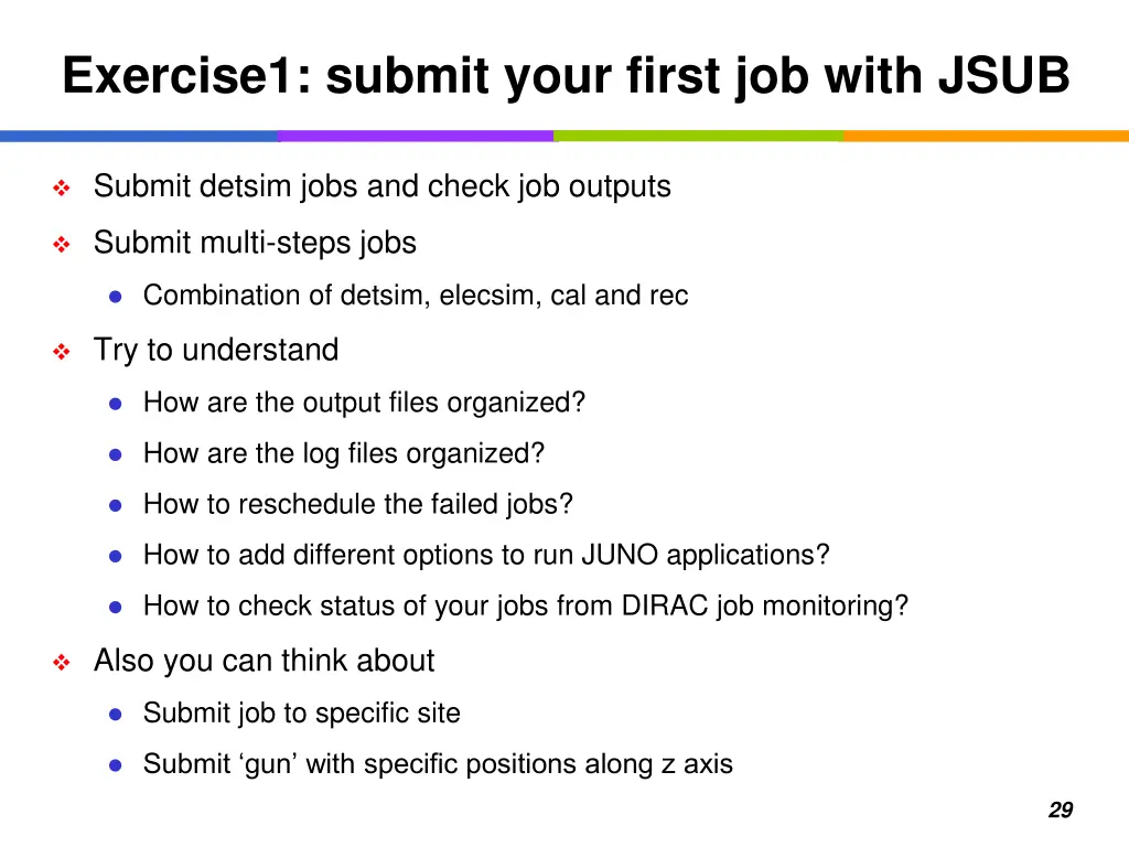 exercise1 submit your first job with jsub