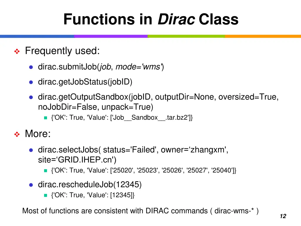 functions in dirac class