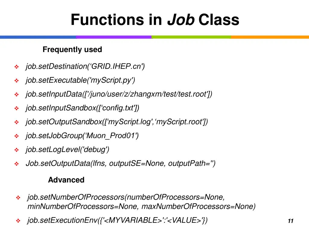 functions in job class