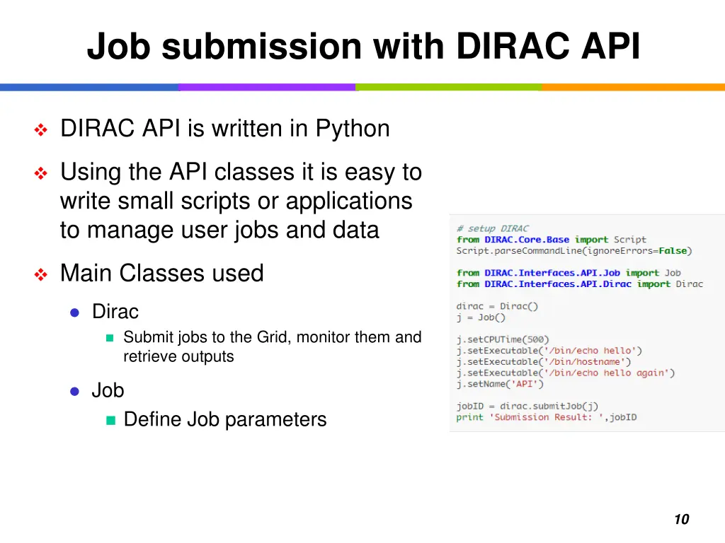 job submission with dirac api