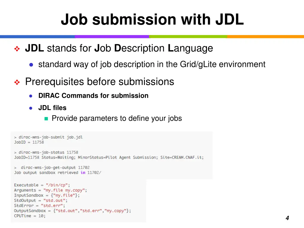 job submission with jdl